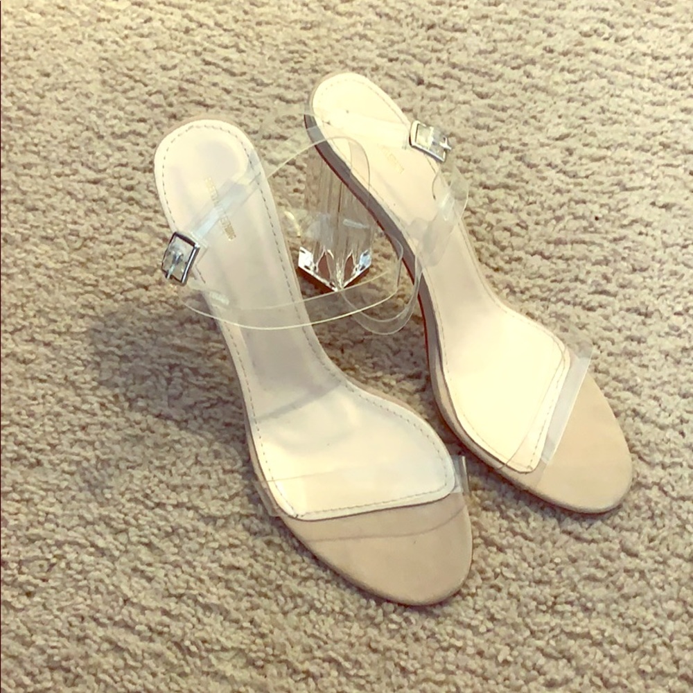 Clear sling back heels